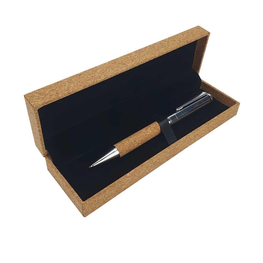 Metal Pen with Cork Barrel and Box